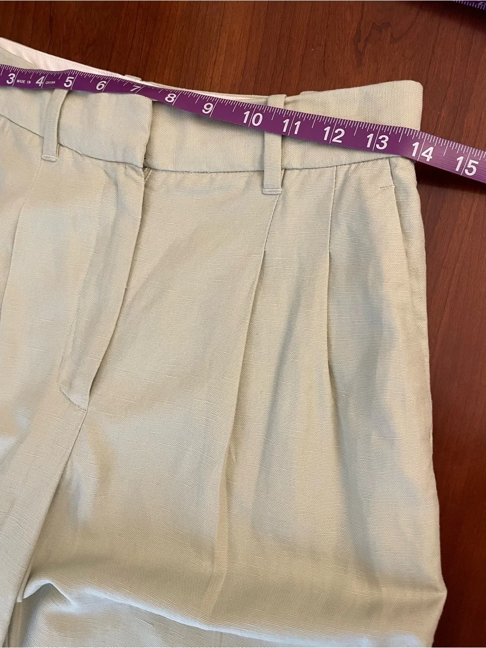 Aritzia Wilfred Carrot Pant Pastel Sage Green Linen TENCEL High Rise Trouser 4